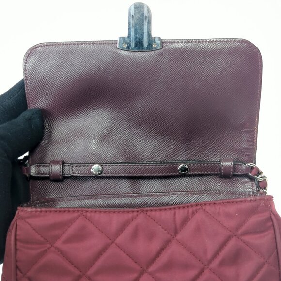 PRADA Impuntu Tessuto Quilted Nylon Chain Crossbody Bag Granato Shoulder Bag - Picture 9 of 16